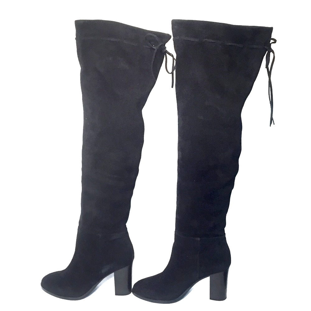 SPLENDID Over the Knee Boots Black Leather Suede Size 6M